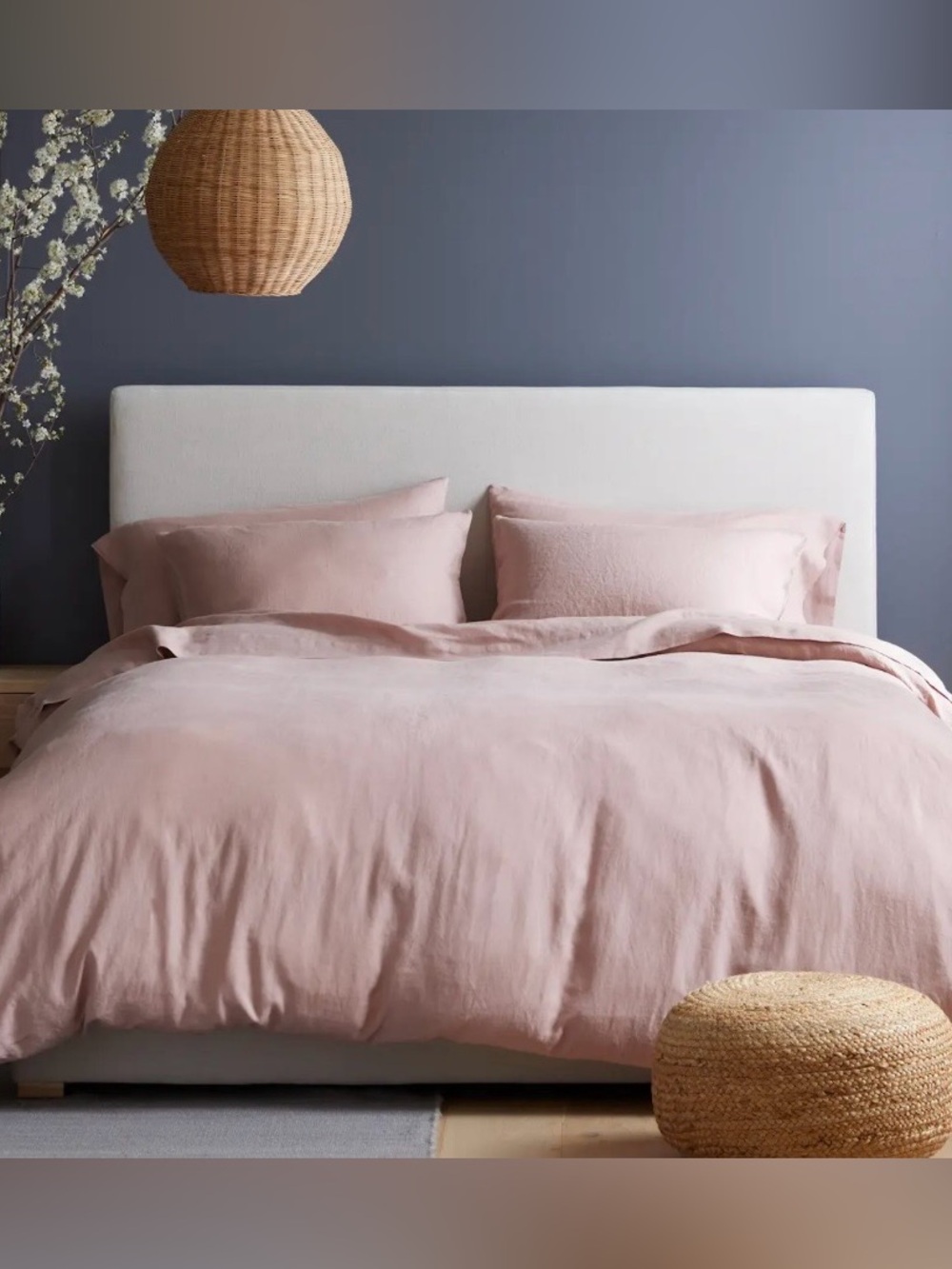 Quince European Linen 3 Pc Duvet Cover Set, King/Cal (Dusty Mauve)
